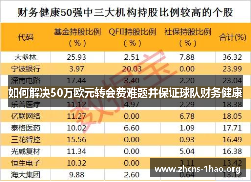 如何解决50万欧元转会费难题并保证球队财务健康